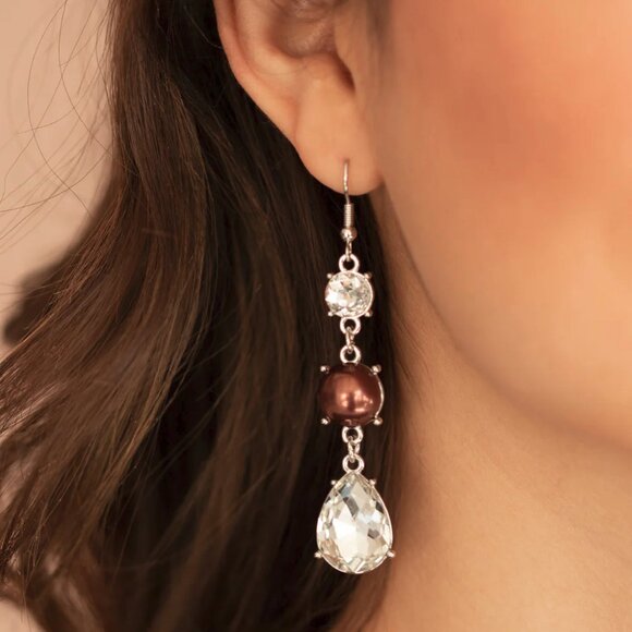 paparazzi Jewelry - Paparazzi Jewelry Accessories - Unpredictable Shimmer - Brown Earrings - Vintage